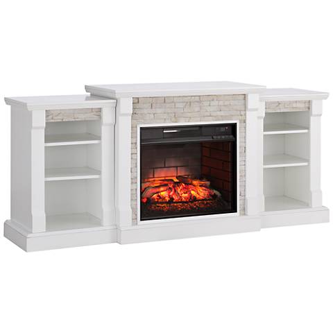 Gallatin White Simulated Stone Infrared Electric Fireplace