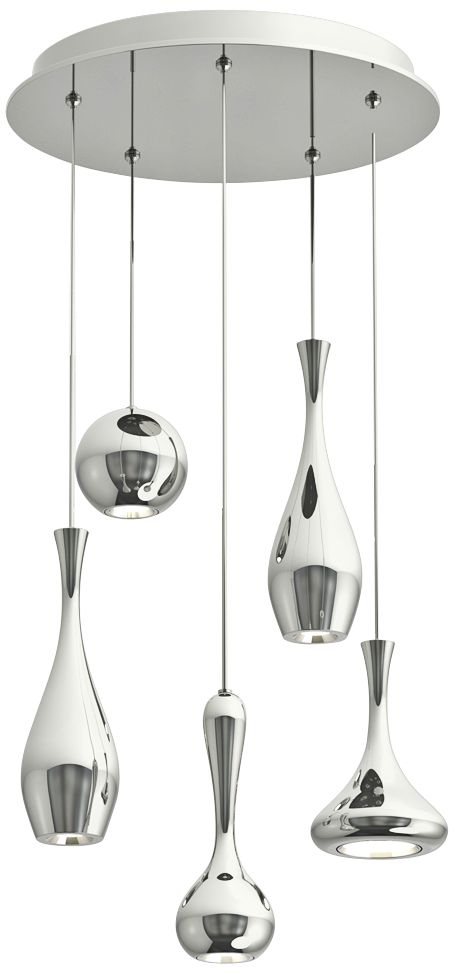 Acid 17" Wide Polished Nickel LED Multi Light Pendant