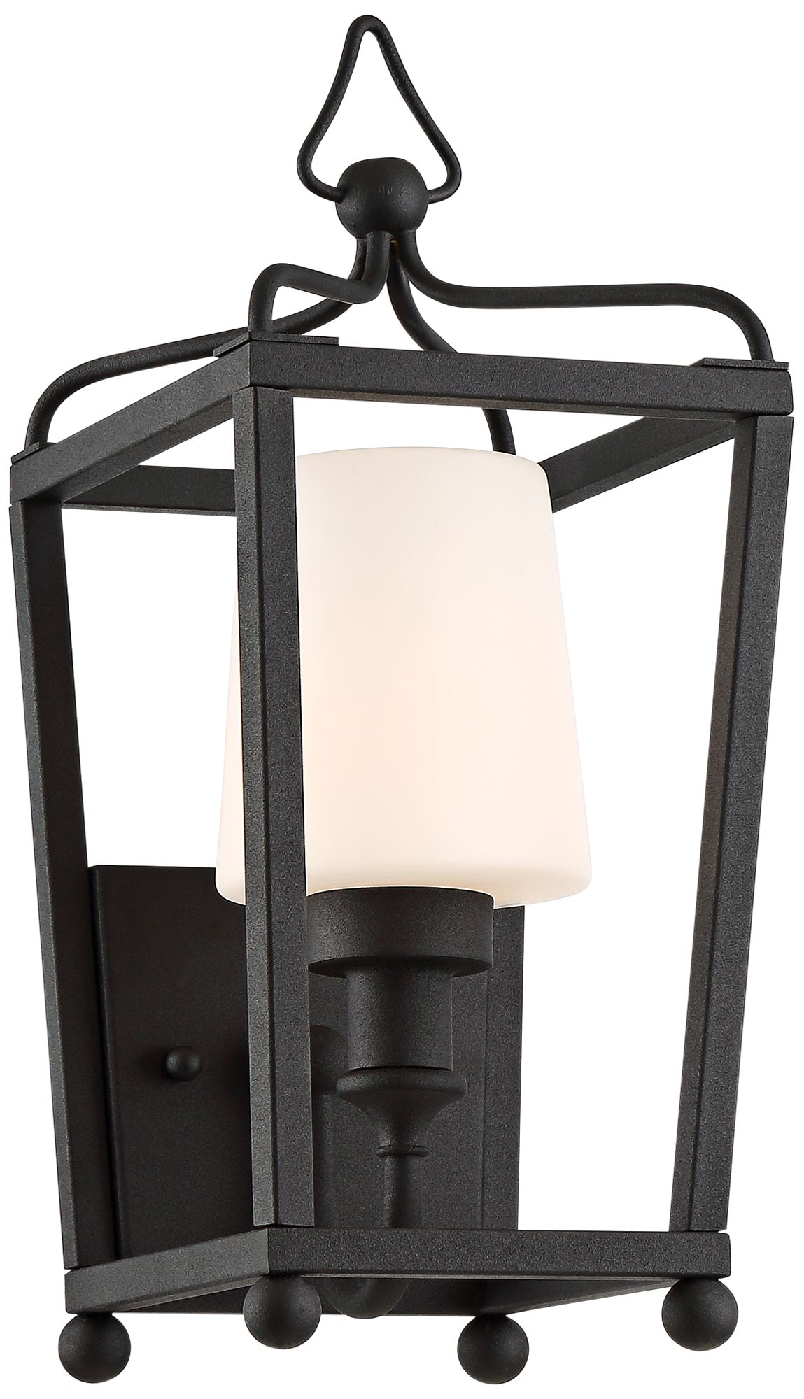 Sylvan 17 1/2" High Black and Opal Glass Outdoor Wall Light