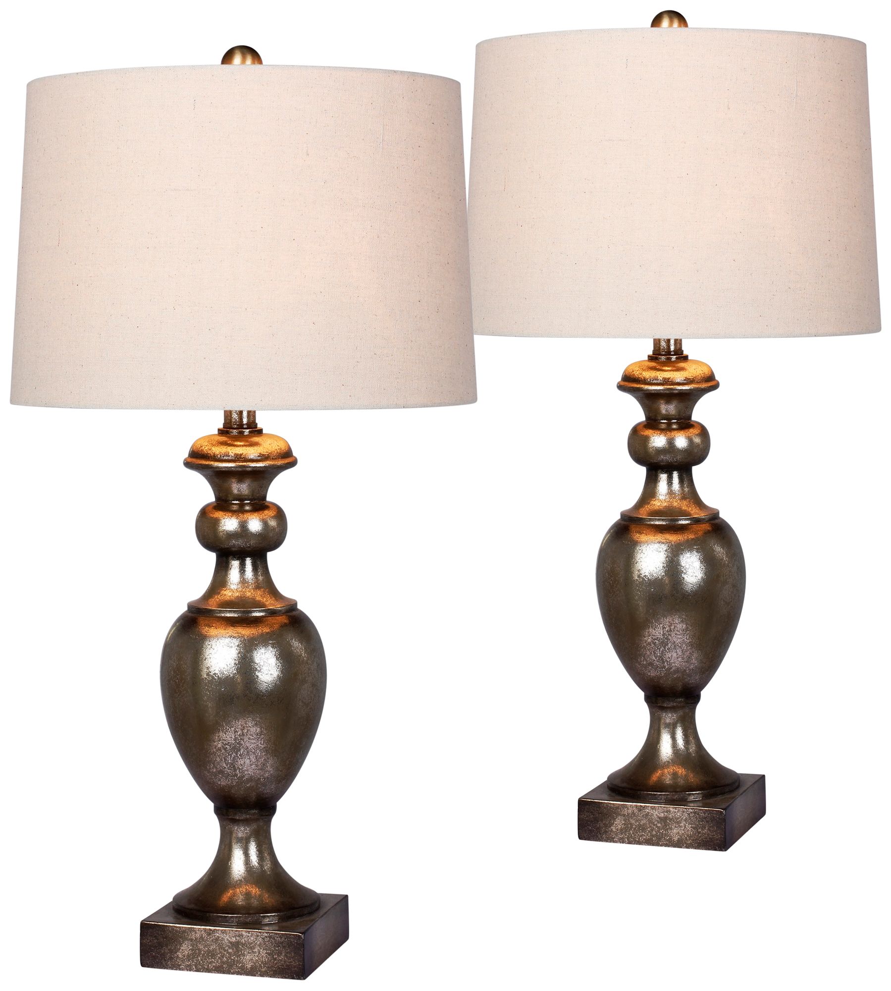 Harper Antique Gold Leaf Textured Urn Table Lamp Set of 2