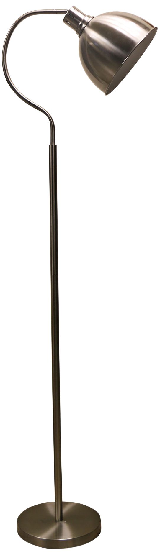 Hadley Brushed Steel Arched Neck Metal Floor Lamp