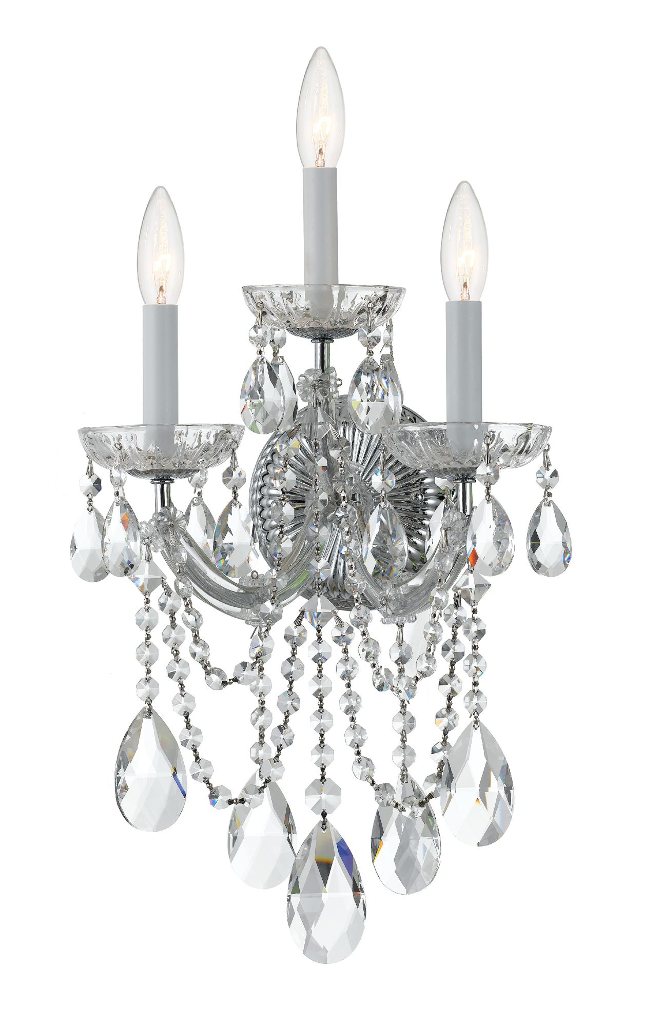 Maria Theresa 22" High Polished Chrome 3-Light Wall Sconce