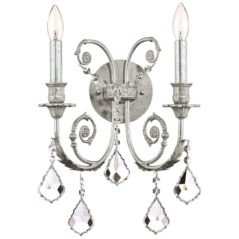 Image 1 Crystorama Regis 15" High Olde Silver 2-Light Wall Sconce