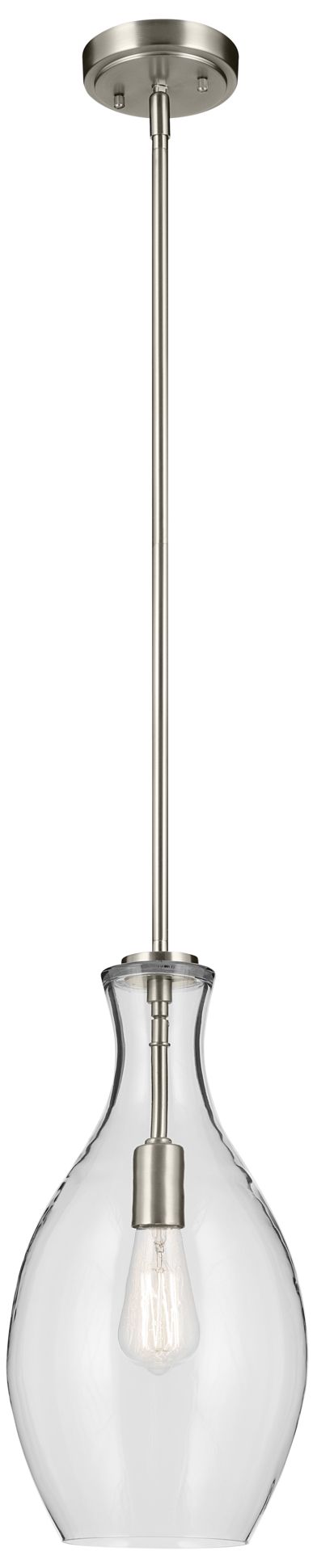 Kichler Everly 9" Wide Brushed Nickel Clear Glass Bell Mini Pendant