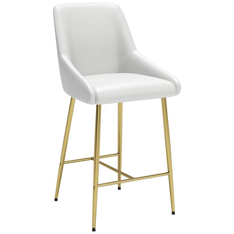 Zuo Madelaine 26 1/2&quot; White Faux Leather Counter Stool