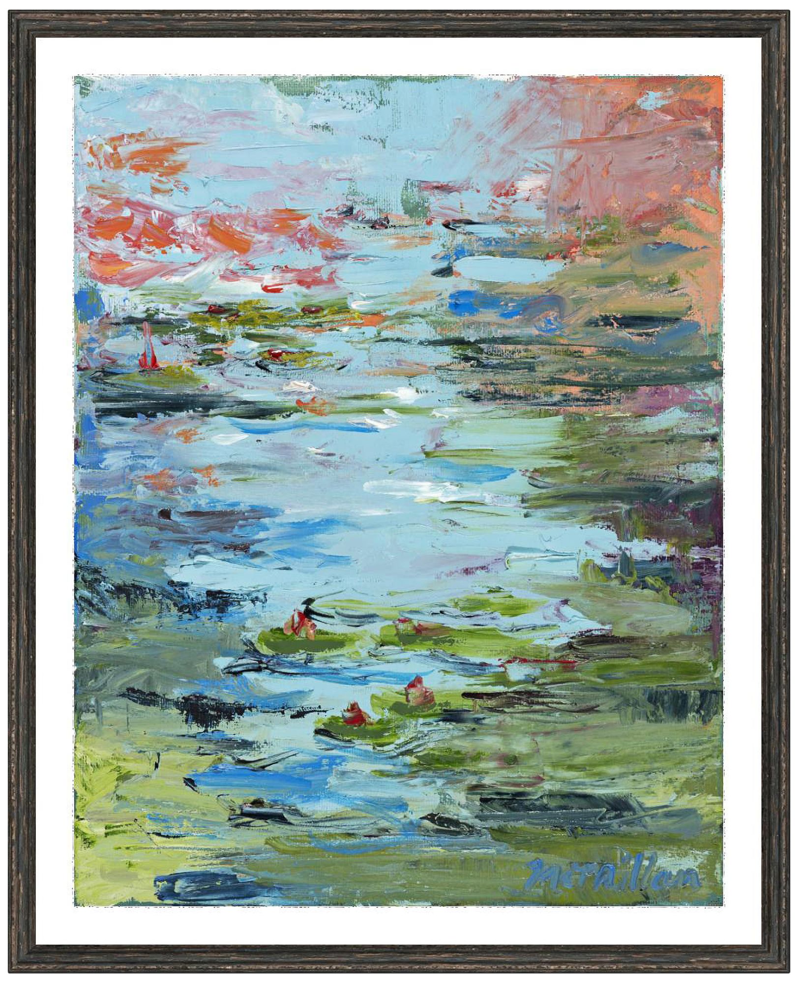 Reflections in Coral 32" High Framed Wall Art
