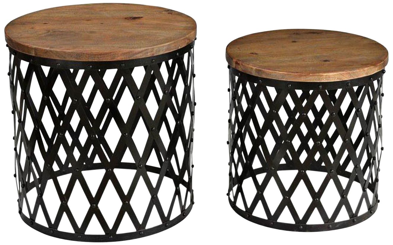 Bengal Manor Acacia Wood and Iron Nesting Tables Set of 2