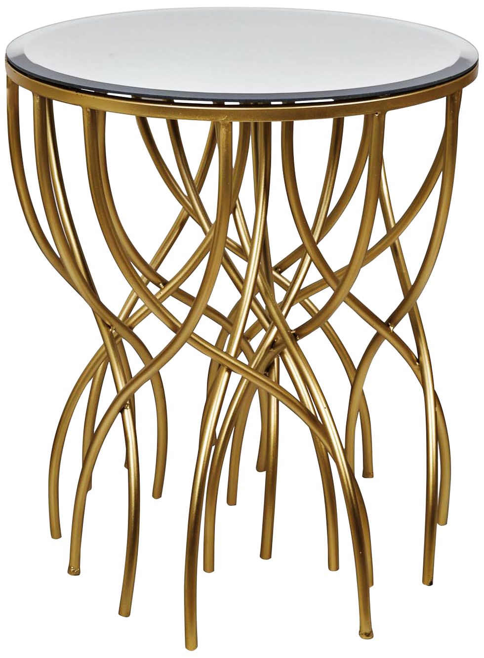 Melrose 20" Wide Mirror and Gold Squiggly Leg Accent Table