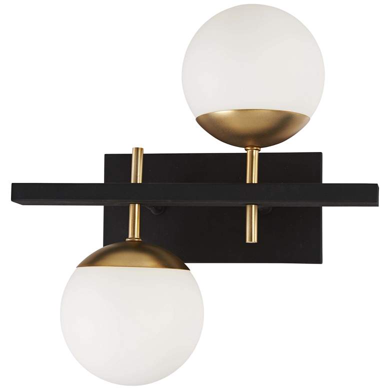 Alluria 15 1/4&quot; High Black and Gold 2-Light Wall Sconce