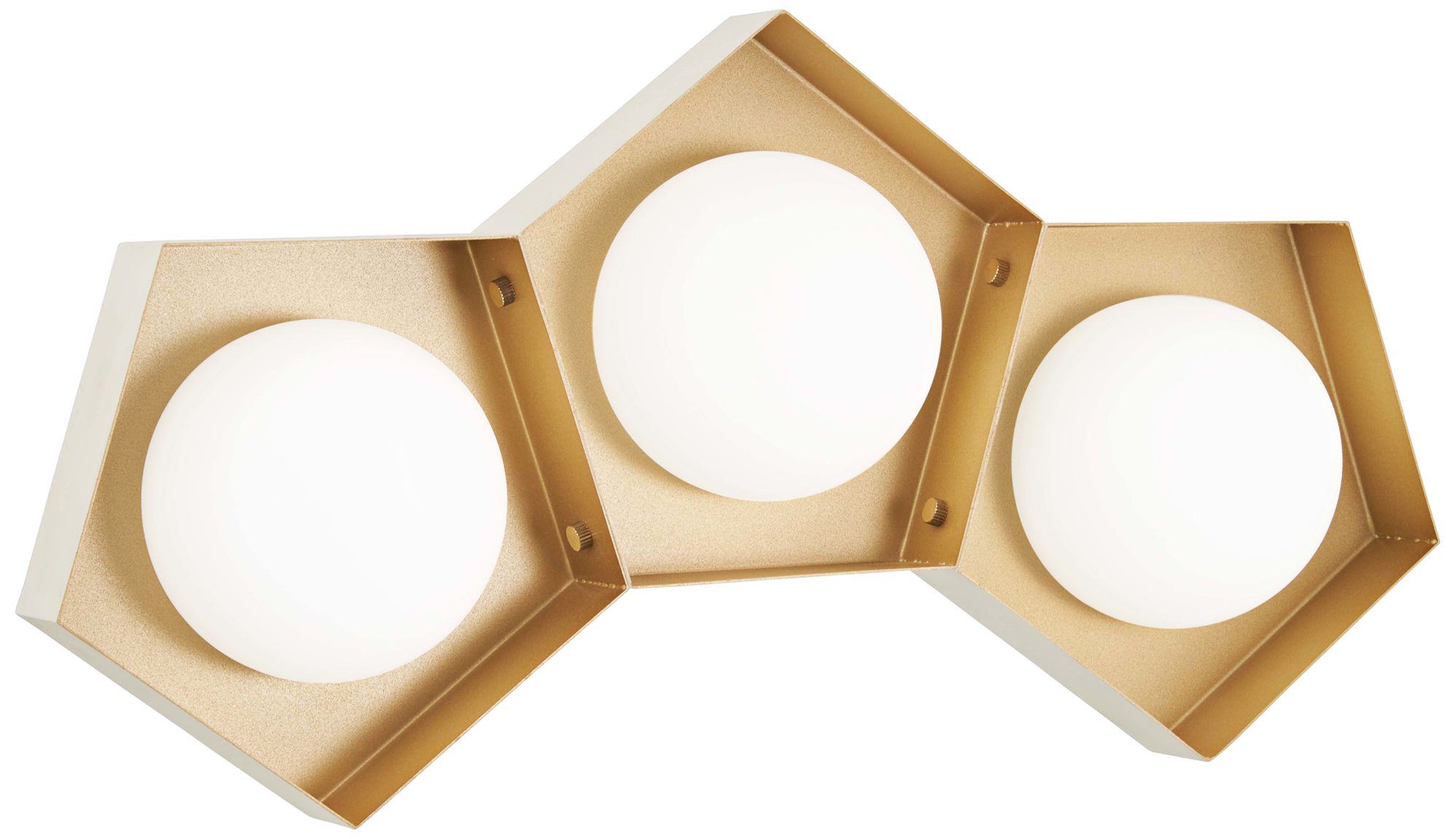 Five-O 26 1/4"W White and Gold Leaf 3-Light LED Bath Light