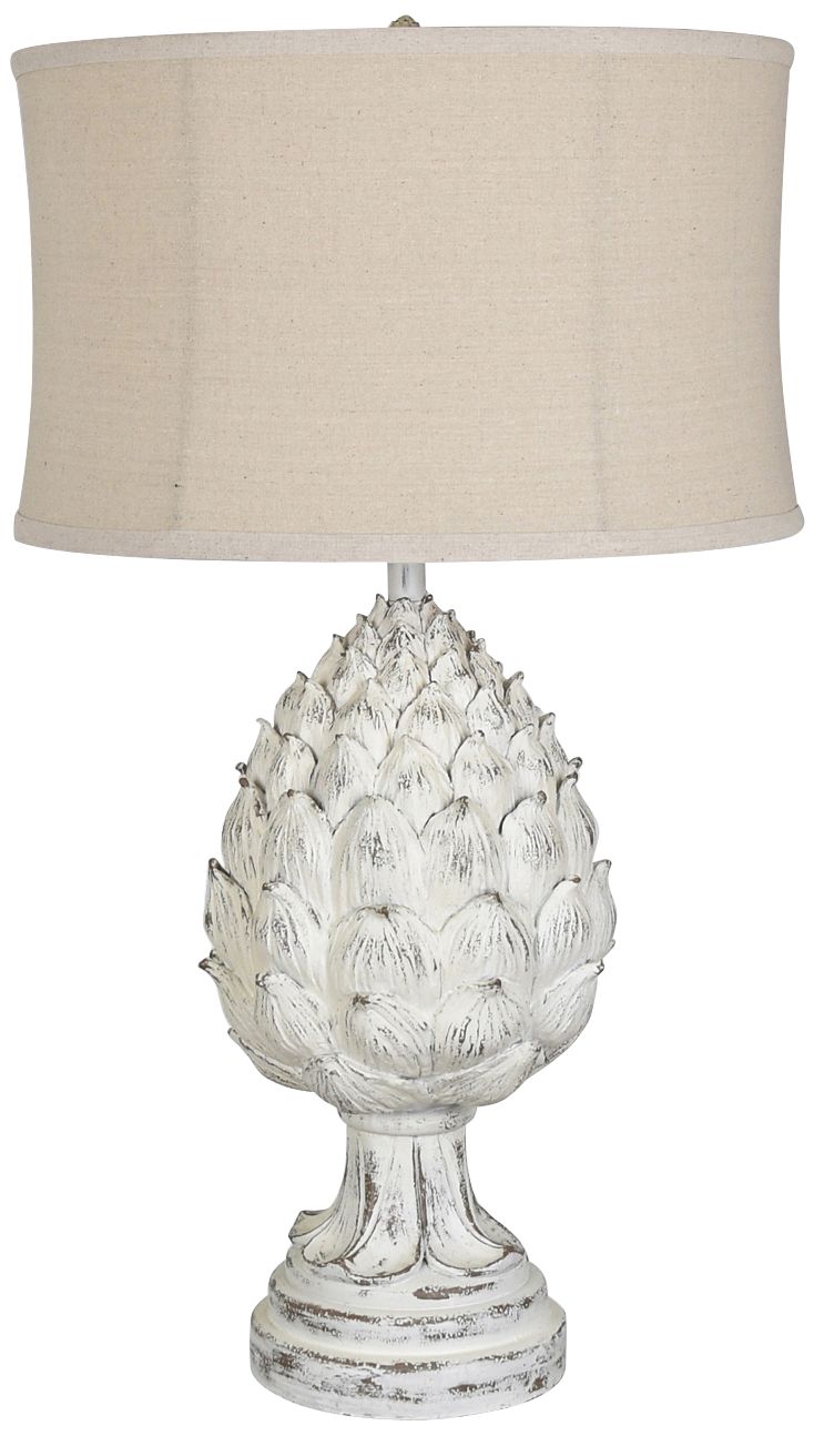 Large Artichoke Finial White Wash Table Lamp 56J02 Lamps Plus