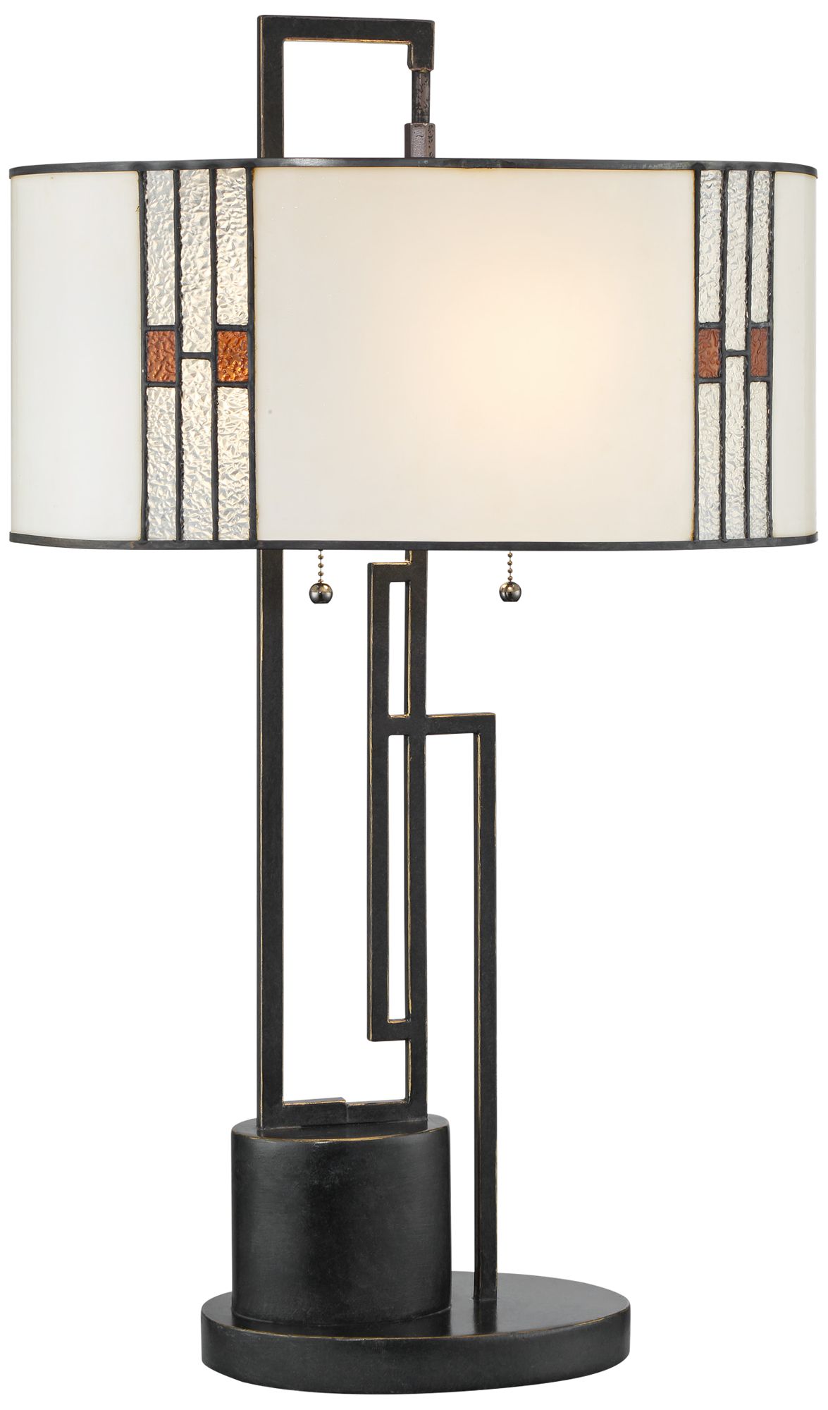 Lite Source Wilshire Bronze Geometric Tiffany Table Lamp