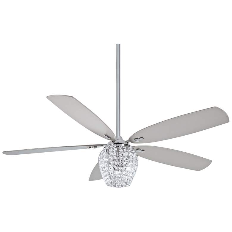 56&quot; Minka Aire Bling Chrome and Crystal LED Ceiling Fan with Remote