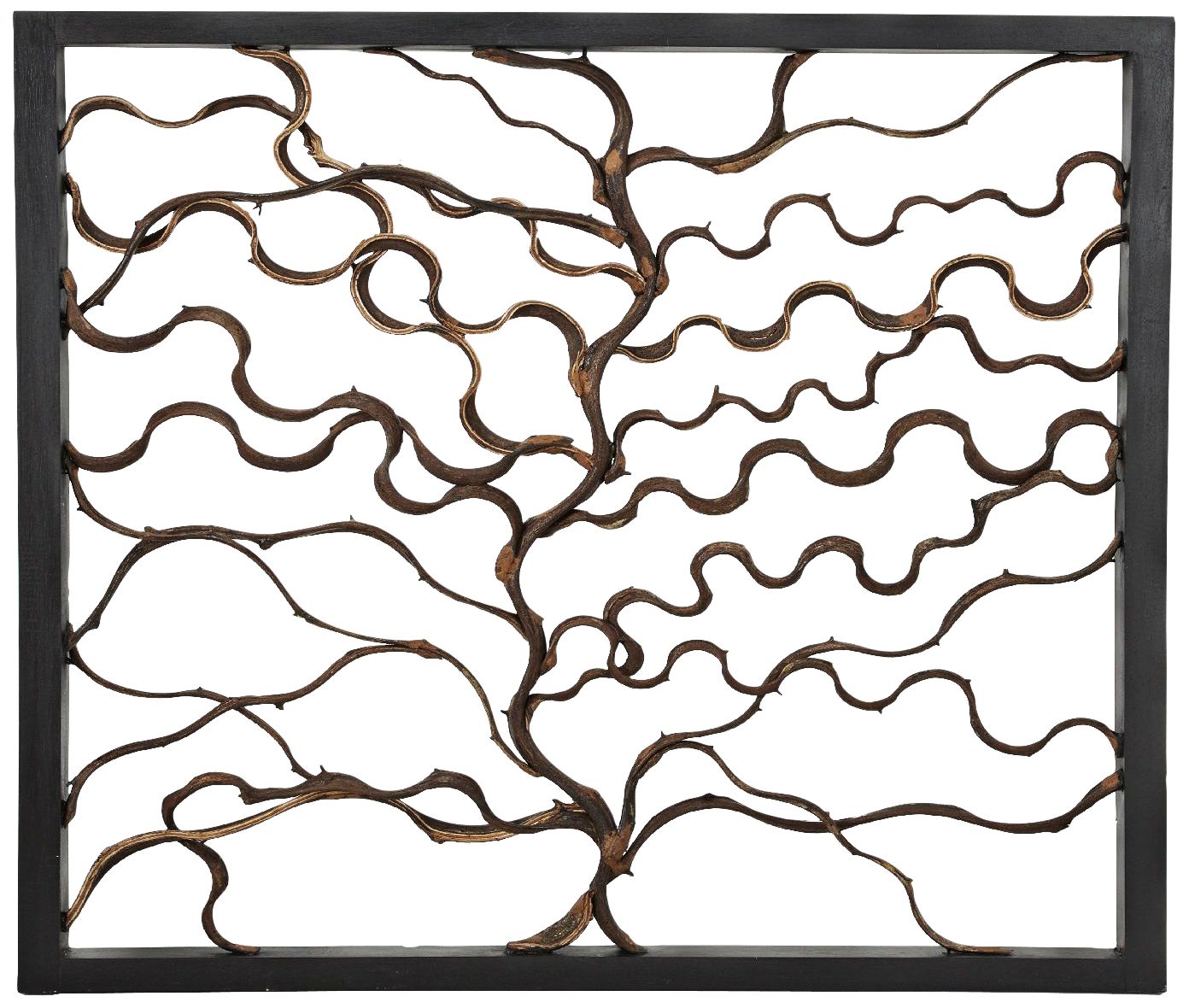 Branching Textured Brown 35" Square Wall Art