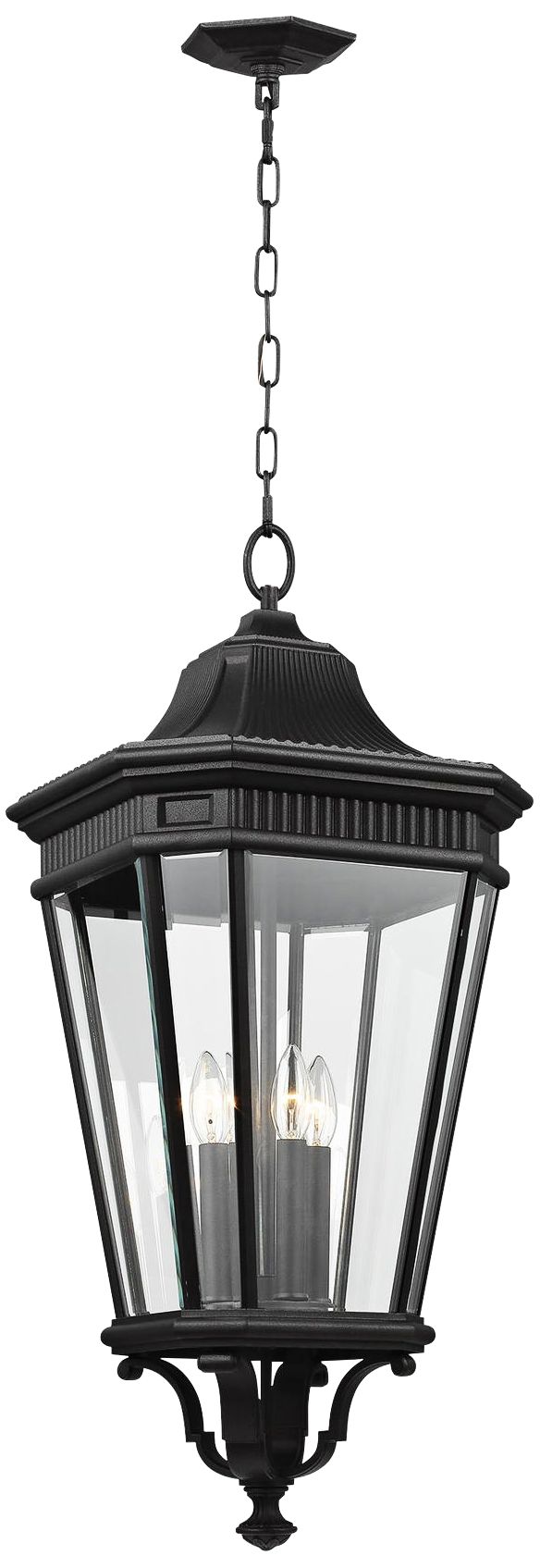 Cotswold Lane 31" High Black and Beveled Glass Hanging Light