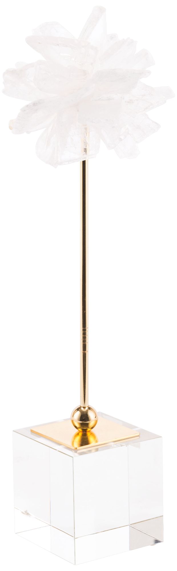 Zuo Large 15 1/2"H White Flower Stone Sculpture on Pedestal