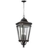 Cotswold Lane 31&quot;H Bronze and Beveled Glass Hanging Light