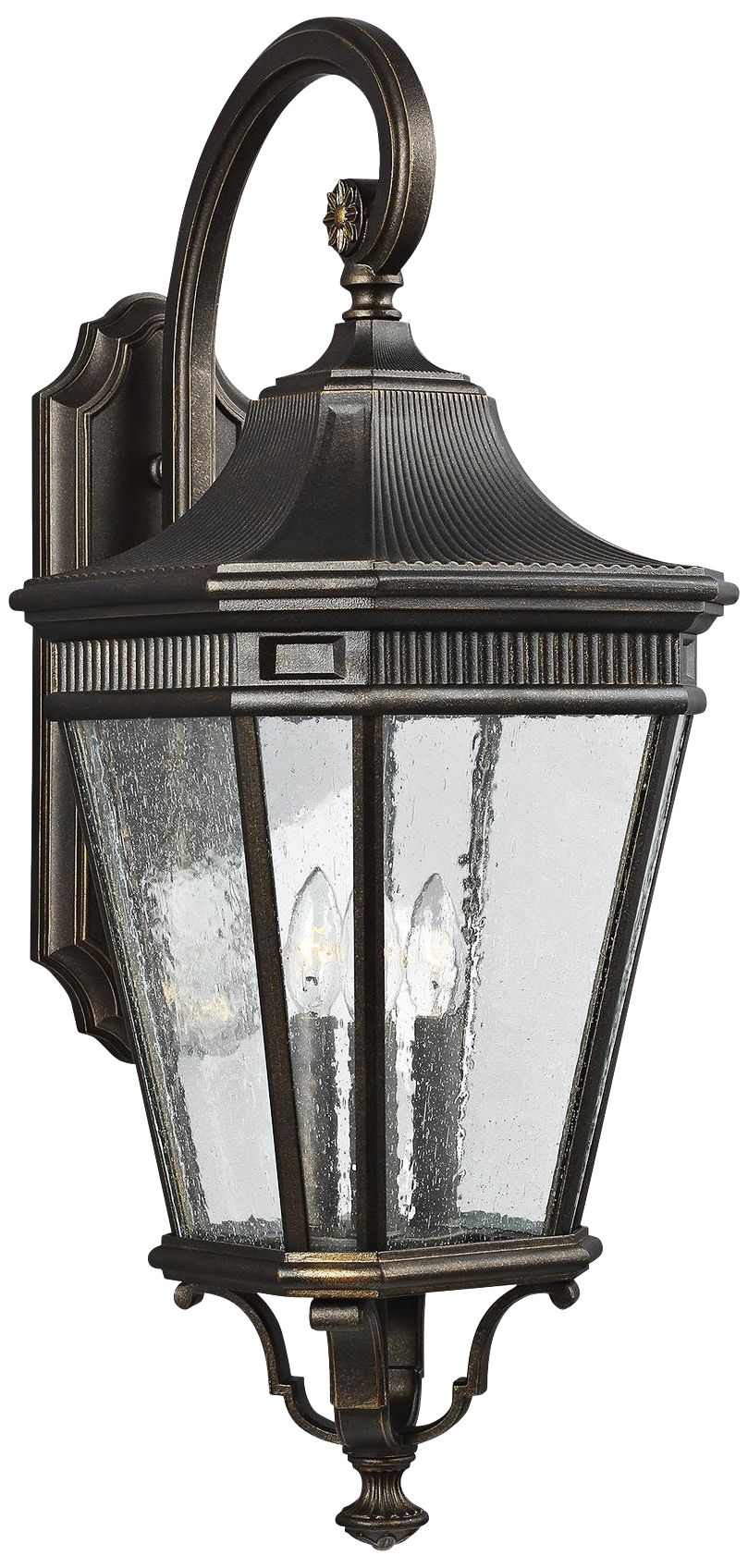 Cotswold Lane 30"H Seeded Glass Bronze Outdoor Wall Light