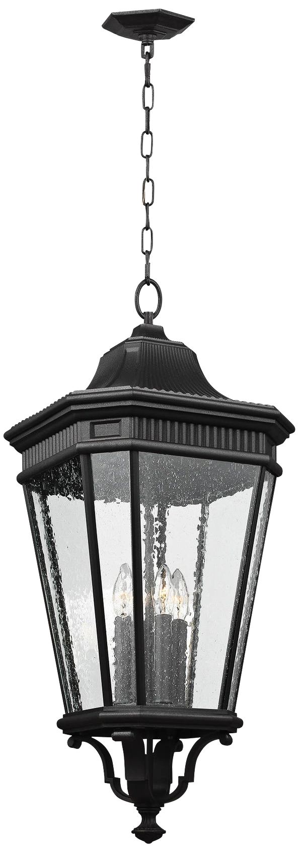 Cotswold Lane 31"H Seeded Glass Black Outdoor Hanging Light