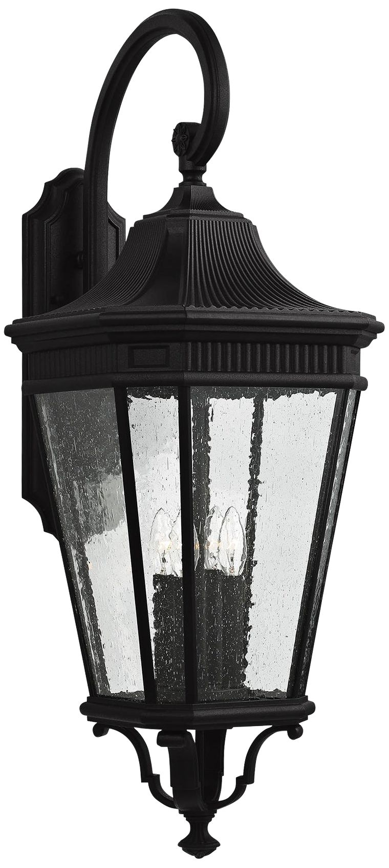 Cotswold Lane 36 1/4"High Black and Seeded Glass Wall Light