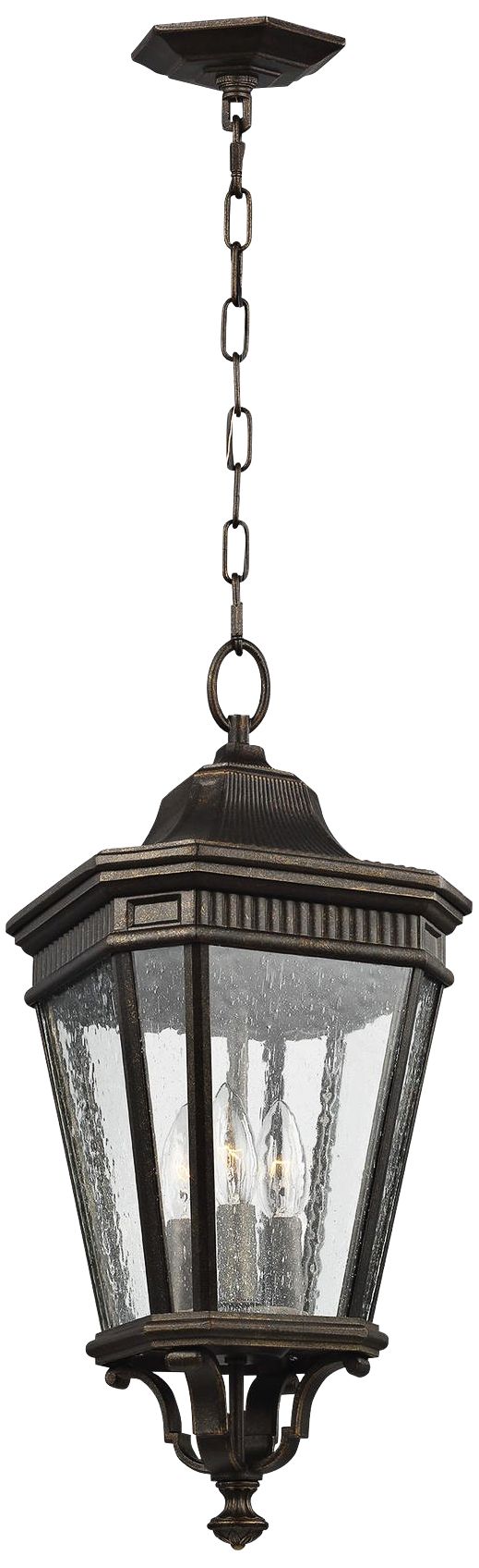 Cotswold Lane 21 1/2"H Bronze and Seeded Glass Hanging Light