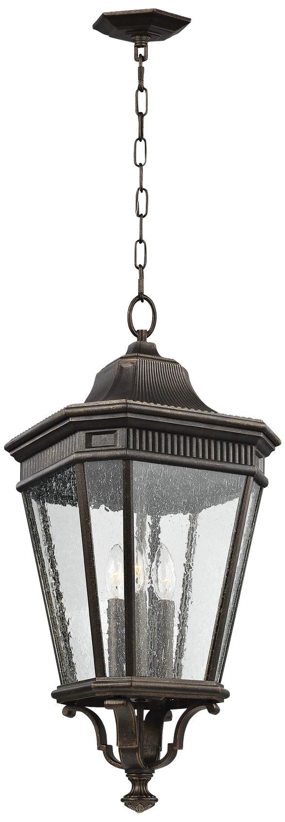 Cotswold Lane 26 1/2"H Bronze and Seeded Glass Hanging Light