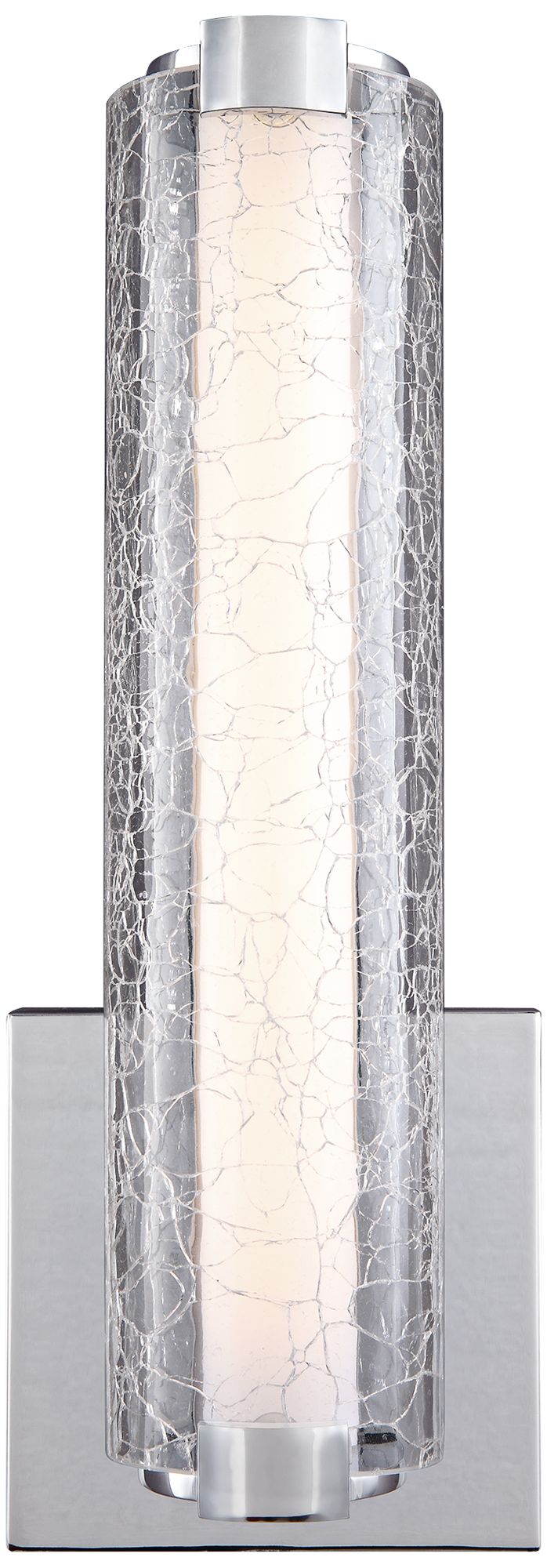 Cutler 13 1/2" High Chrome and Crackle Glass LED Wall Sconce