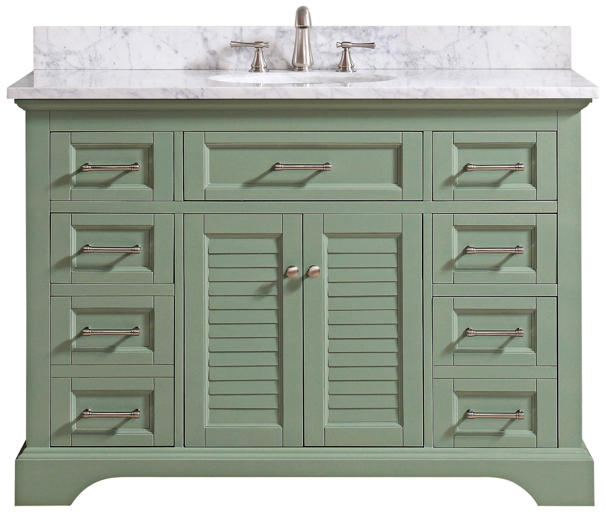 Colton 49"W Carrara Marble Basil Green Single Sink Vanity