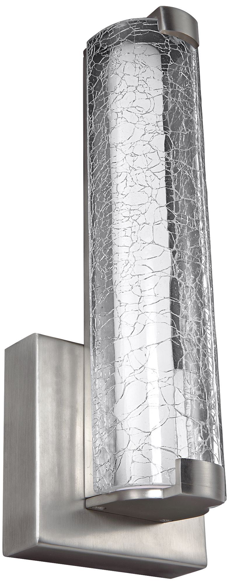 Cutler 13 1/2"H Satin Nickel and Crackle Glass LED Sconce