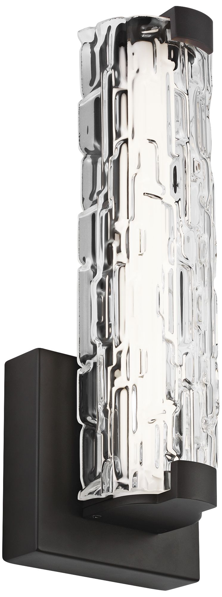 Cutler 13 1/2" High Bronze and Rock Glass LED Wall Sconce