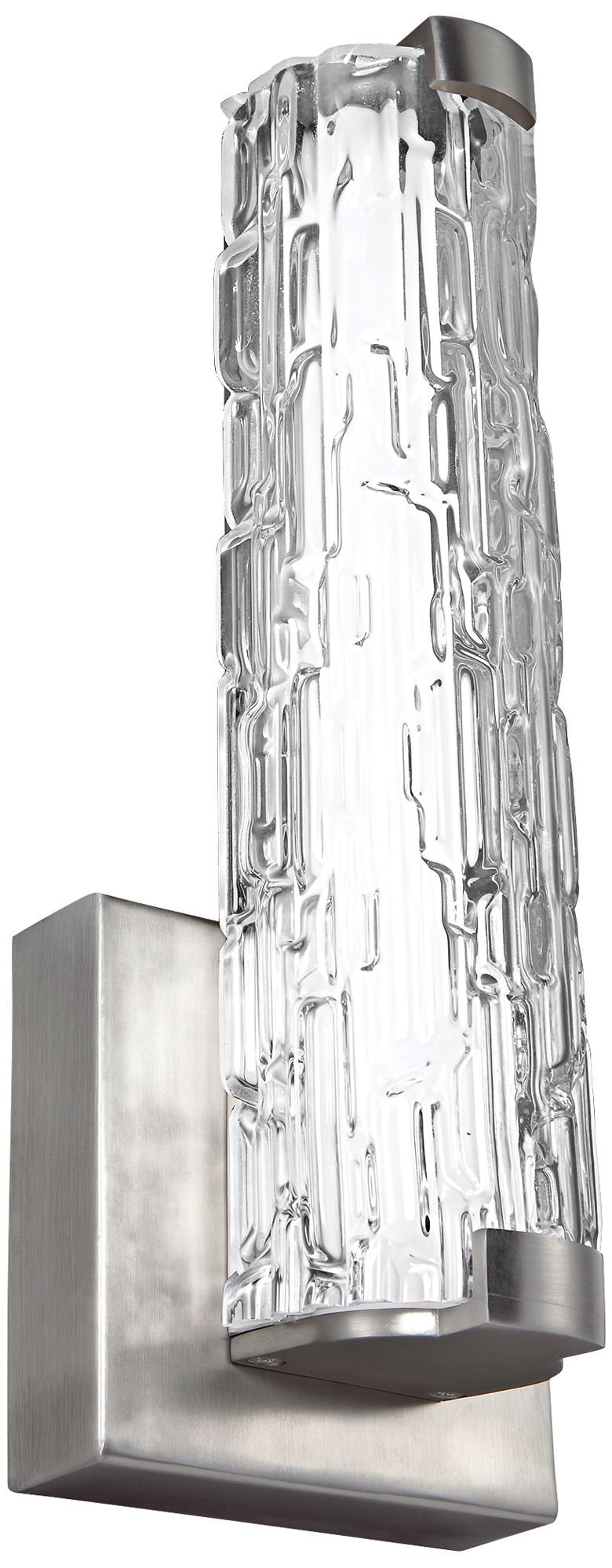 Cutler 13 1/2"H Satin Nickel and Rock Glass LED Wall Sconce