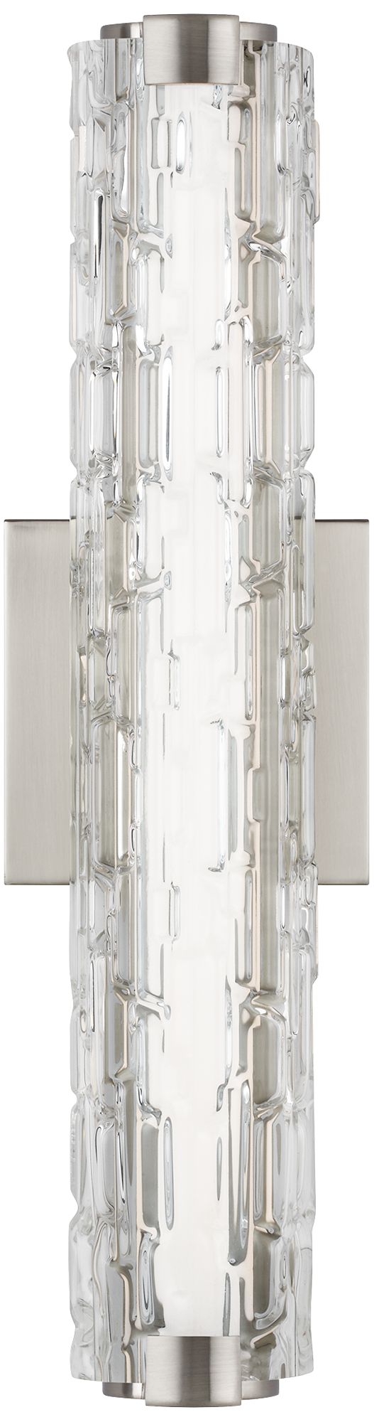 Feiss Cutler 18"H Satin Nickel and Rock Glass Wall Sconce