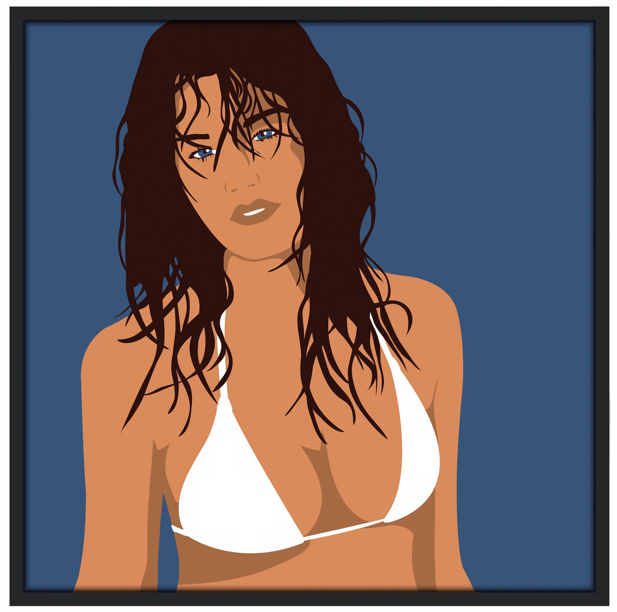 Blue Eyes 37" Square Black Giclee Wall Art