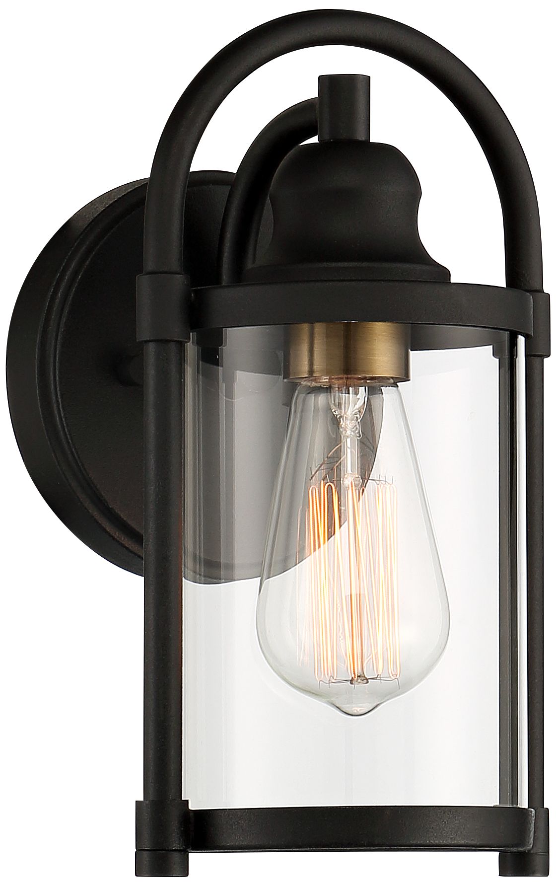 John Timberland Avani 10 1/4" High Black And Brass Wall Sconce