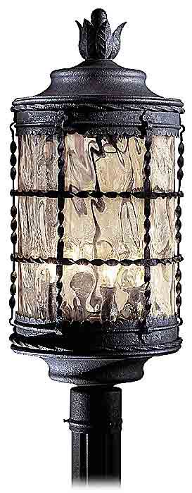 Mallorca Collection 26" High Textured Black Iron Post Mount