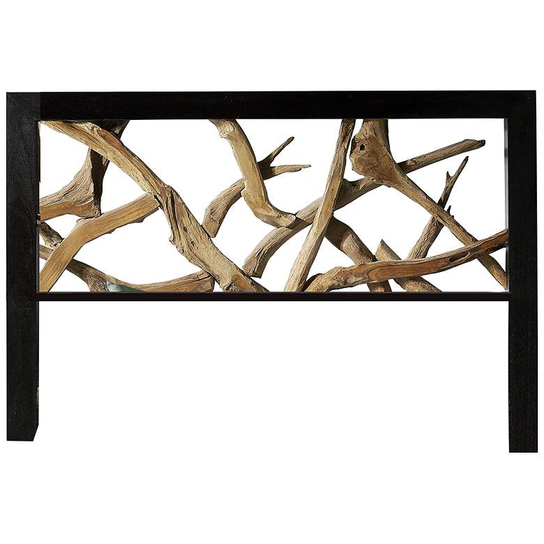 Image 2 Twist Rustic Black and Natural Wood Queen Headboard