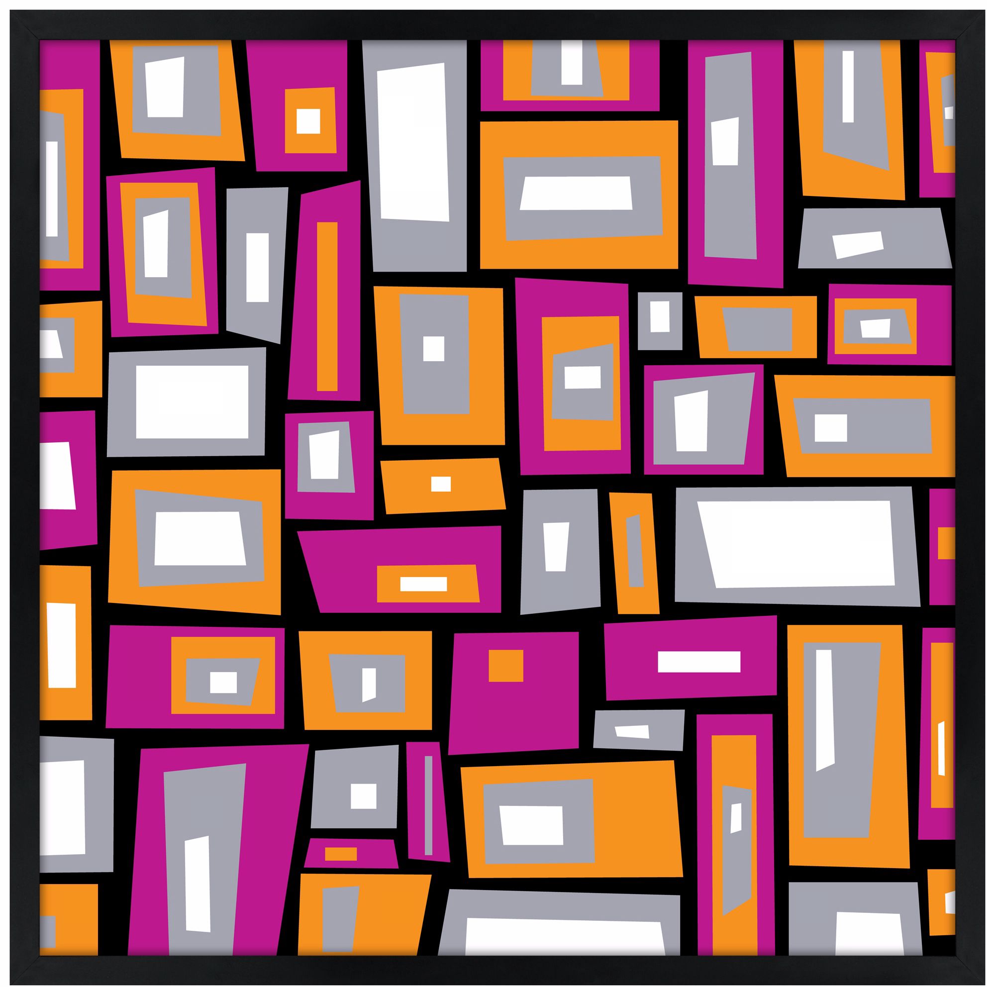 Downtown Fields 26" Square Black Giclee Wall Art