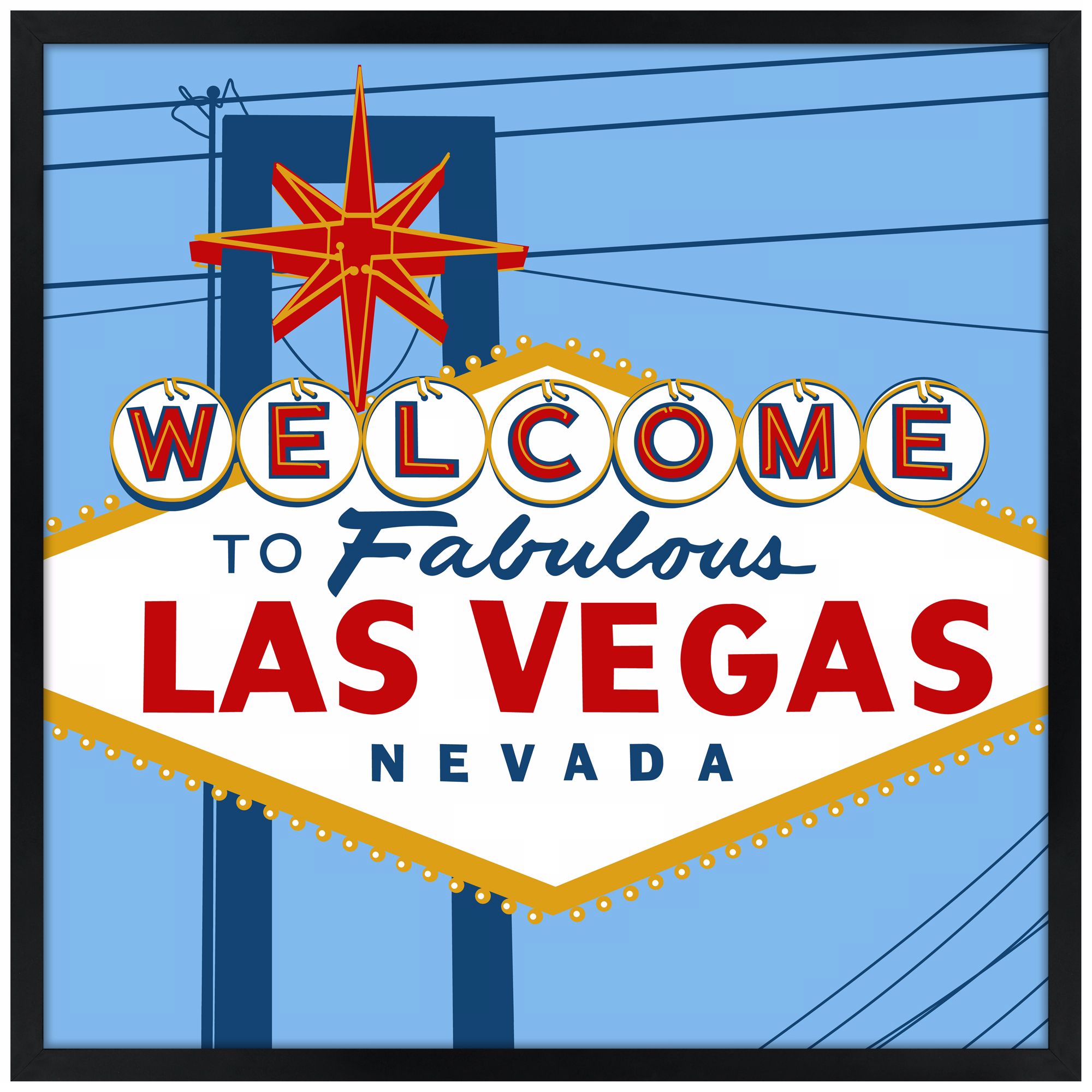 Vegas 31" Square Black Giclee Wall Art