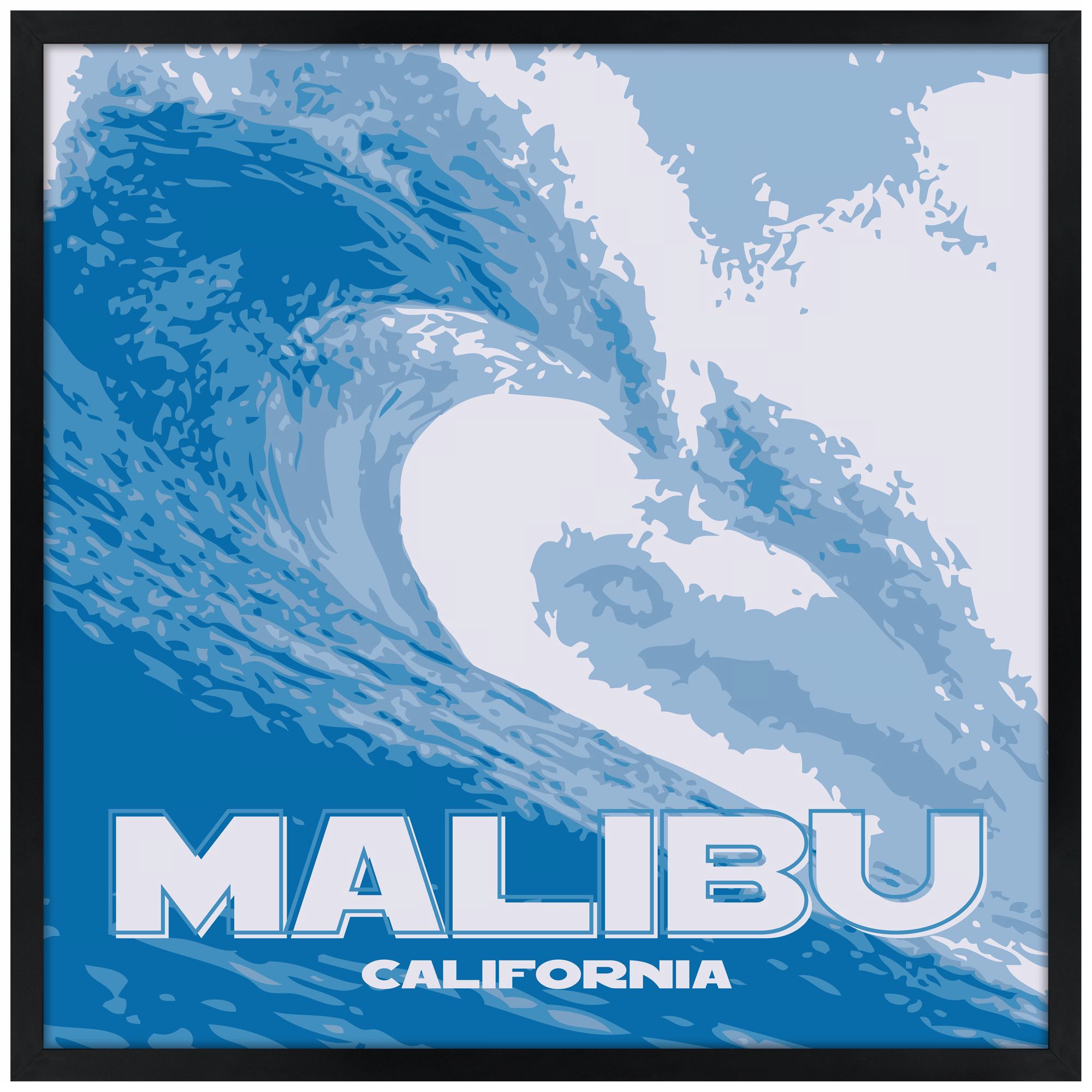 Malibu Wave 31" Square Black Giclee Wall Art