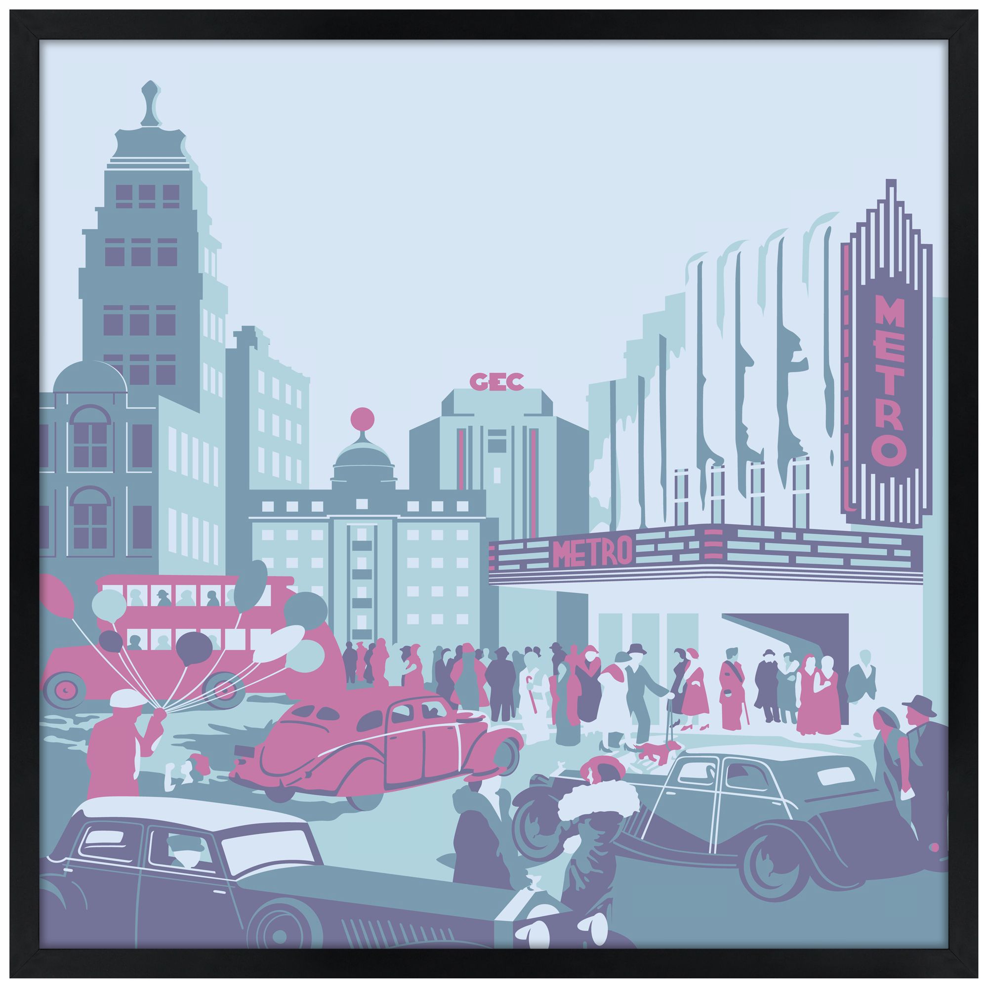 Gotham II 31" Square Black Giclee Wall Art