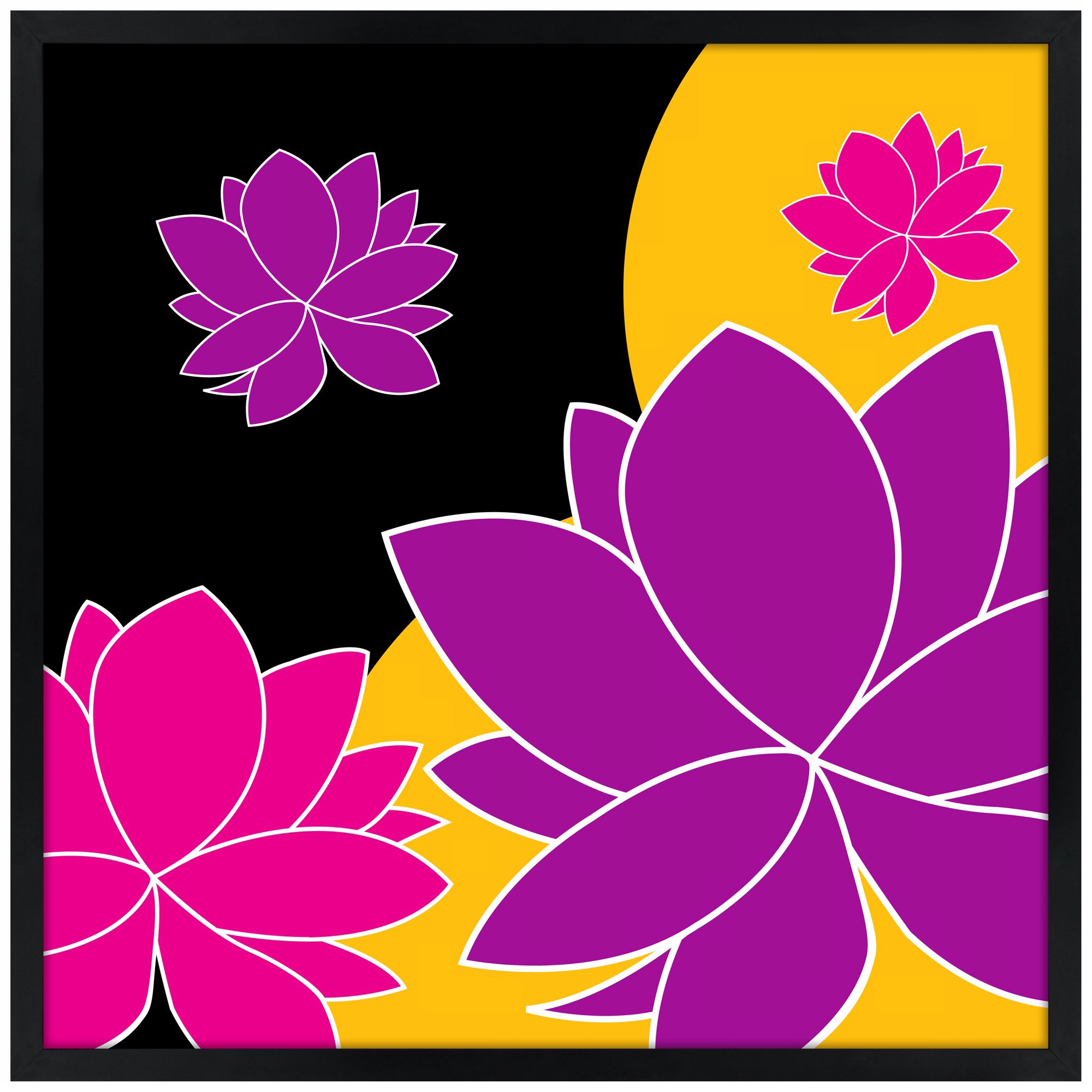 Lotus Float 31" Square Black Giclee Wall Art