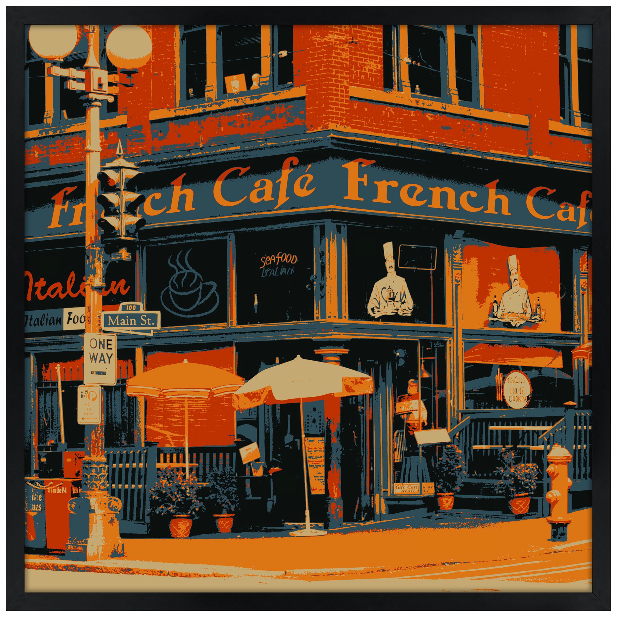 Bistro 31" Square Black Giclee Wall Art