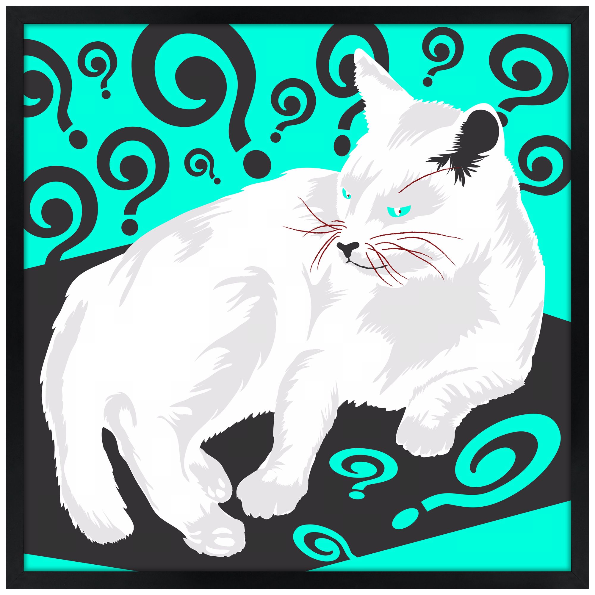 Cat Nap II 31" Square Black Giclee Wall Art