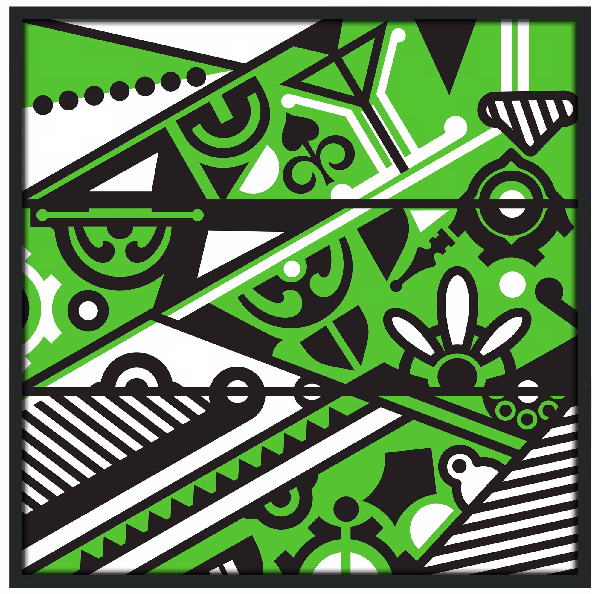 Vibrance 37" Square Black Giclee Wall Art