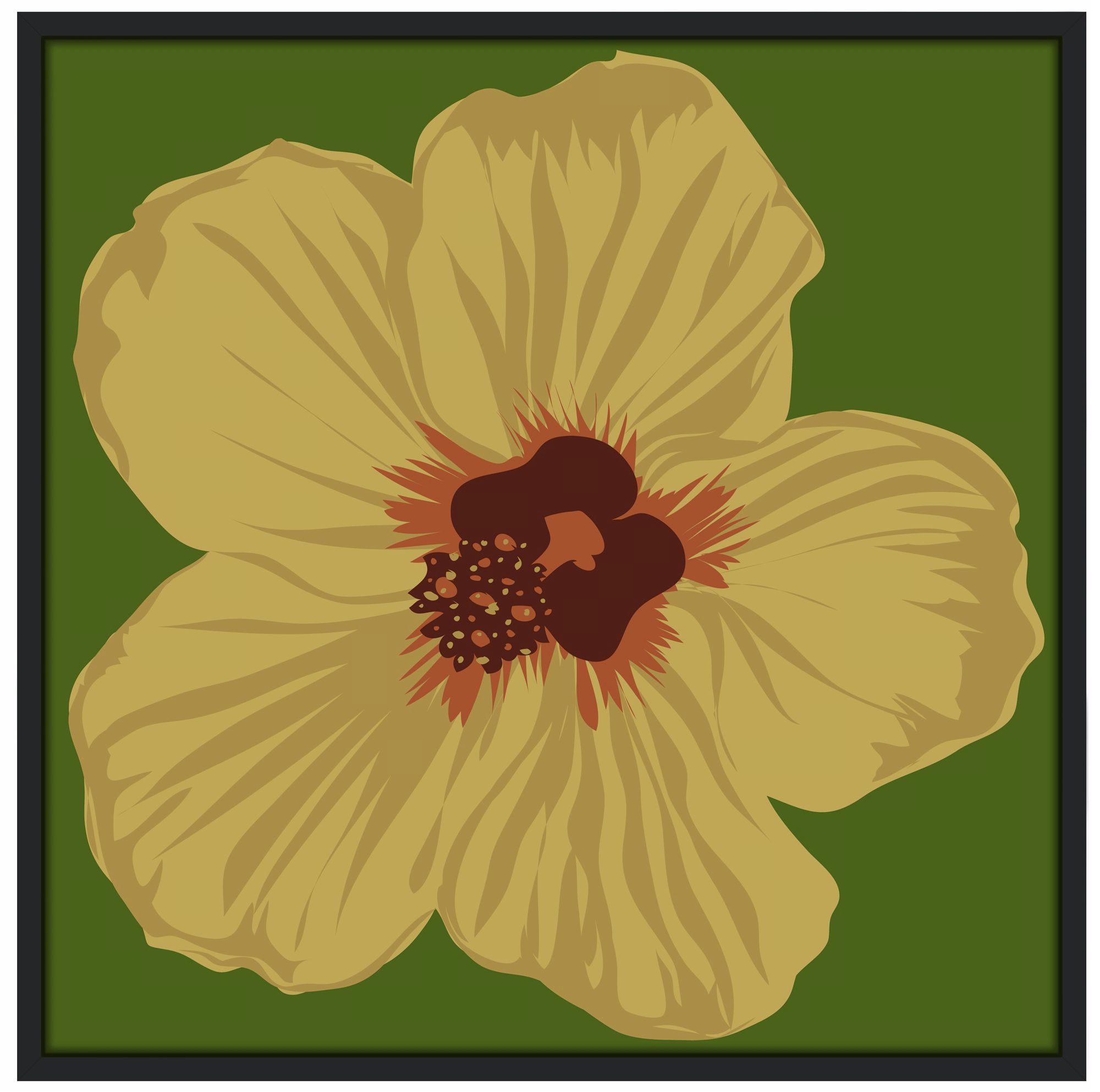 Hibiscus 37" Square Black Giclee Wall Art