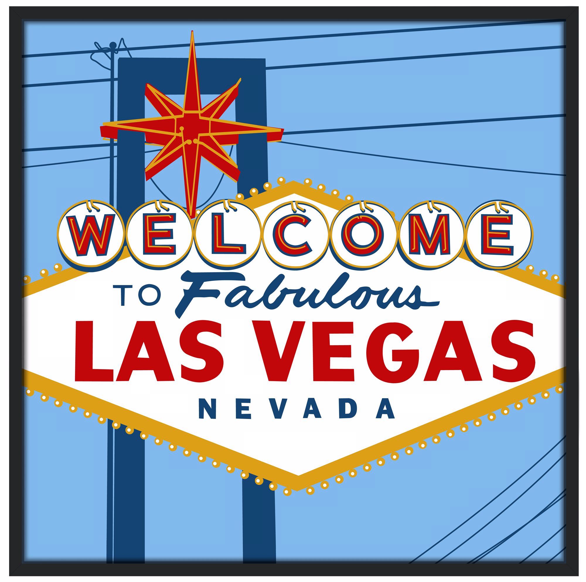 Vegas 37" Square Black Giclee Wall Art