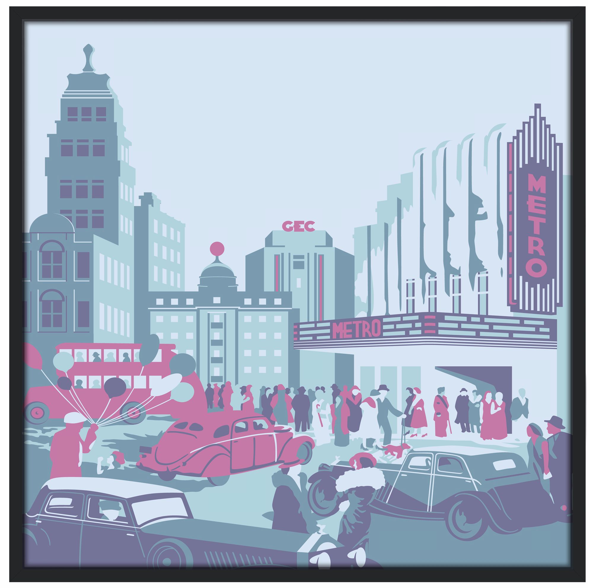 Gotham II 37" Square Black Giclee Wall Art