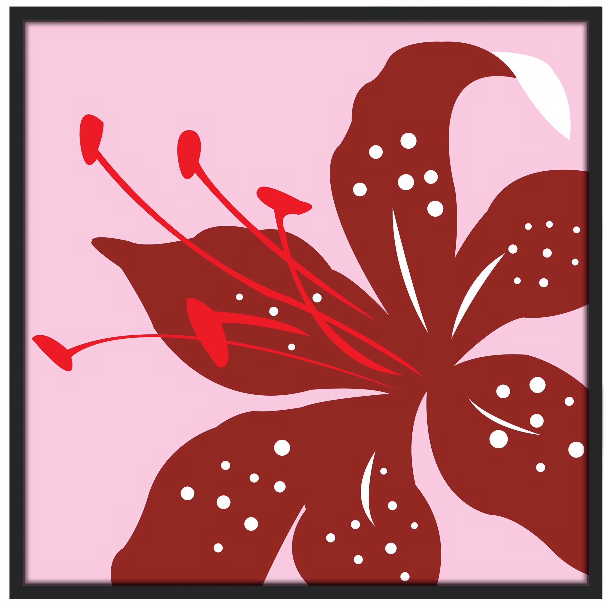 Lily 37" Square Black Giclee Wall Art