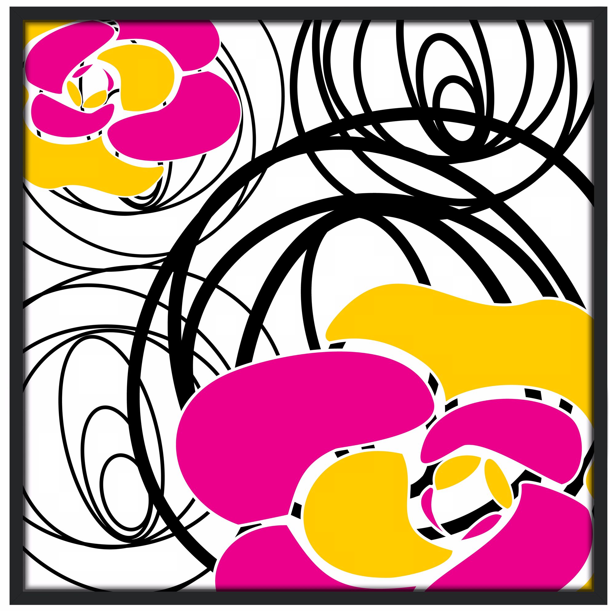 Whirl 37" Square Black Giclee Wall Art