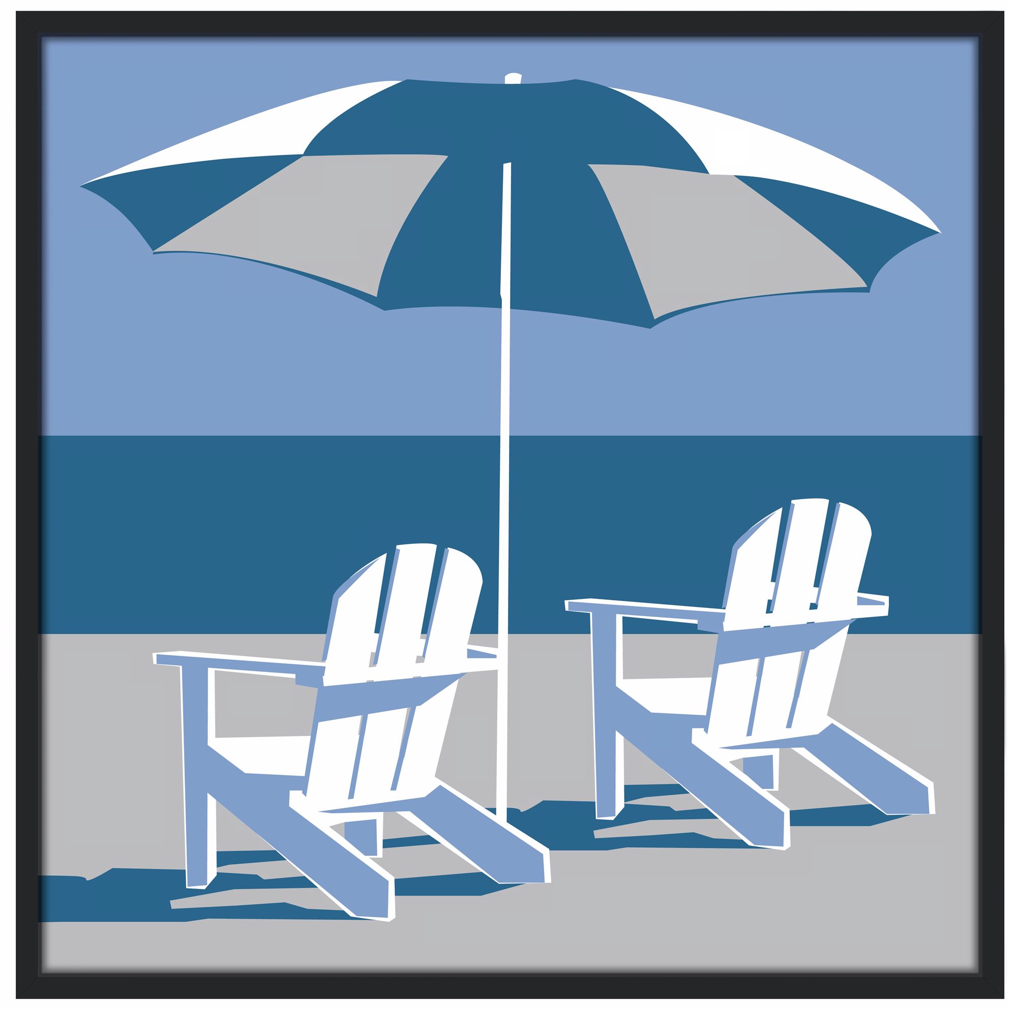 Coastal Views 37" Square Black Giclee Wall Art